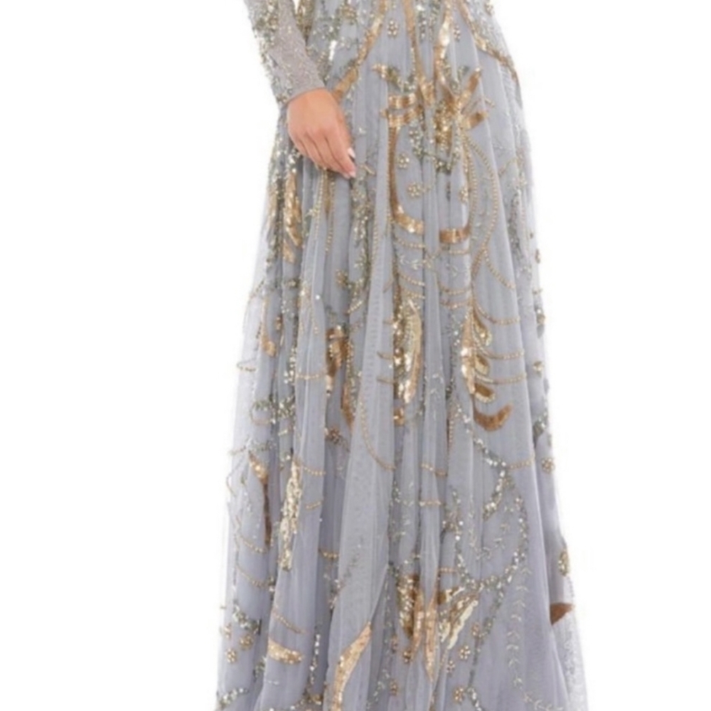 Elegant Gray and Gold Embellished Skirt